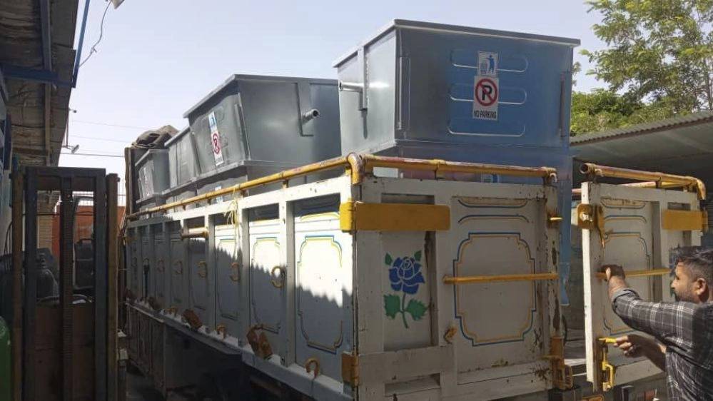 تولید و فروش سطل زباله فلزی آهنی بزرگ مکانیزه شهری سالار صنعت ملارد تهران