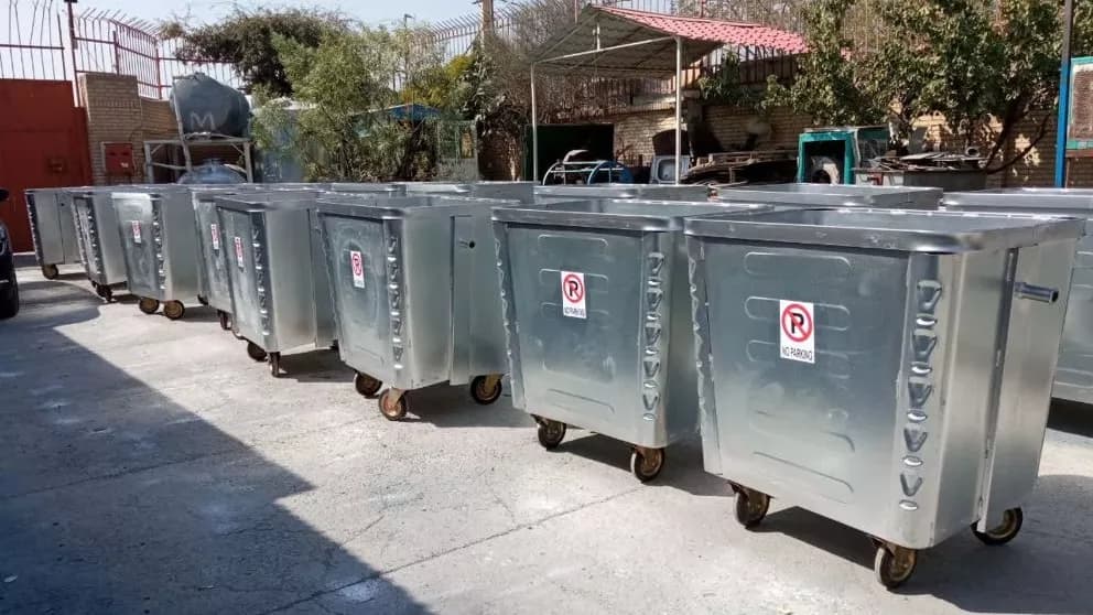 Küp mekanize metal çöp kutusu